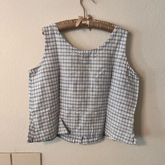 EDDIE BAUER Button Up Spring Colored Plaid Sleeveless Blouse XL - Picture 3 of 3